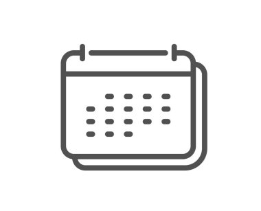 Takvim çizgisi simgesi. Yıllık planlama tabelası. Olay takvimi sembolü. Kalite tasarım elemanı. Doğrusal biçim takvim simgesi. Düzenlenebilir felç. Vektör