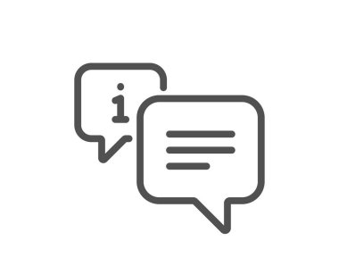 Bilgi satırı simgesi. Bilgi baloncuğu işareti. Sembolü bildir. Kalite tasarım elemanı. Doğrusal biçim bilgi simgesi. Düzenlenebilir felç. Vektör