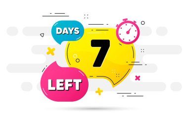 Yedi gün kaldı. Soyut akış şablonunda geri sayım numarası. İmzalamak için 7 gün. Teklif edilen tarih sol baloncuk. Sayılı geri sayım zamanlayıcısı. Vektör