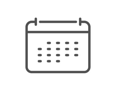 Takvim çizgisi simgesi. Yıllık planlama tabelası. Olay takvimi sembolü. Kalite tasarım elemanı. Doğrusal biçim takvim simgesi. Düzenlenebilir felç. Vektör