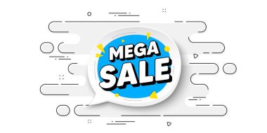 Mega satış balonu. Geometrik reklam afişi akış modelinde. İndirimli afiş şekli. Kupon yapıştırma ikonu. Geçiş kalıbı örtüsü. Mega satış etiketi. Vektör