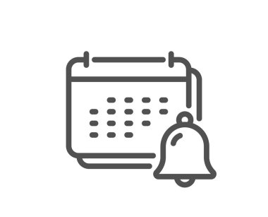 Çan çizgisi simgesine bildir. Takvim işareti. Olay hatırlatma sembolü. Kalite tasarım elemanı. Doğrusal biçim bildirim simgesi. Düzenlenebilir felç. Vektör