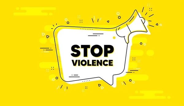 Pare Mensagem Violência Alerte Megafone Banner Bate Papo Amarelo Citação —  Vetores de Stock