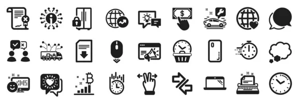 Set Von Technologie Symbolen Wie Payment Klick Touchscreen Geste Auto — Stockvektor
