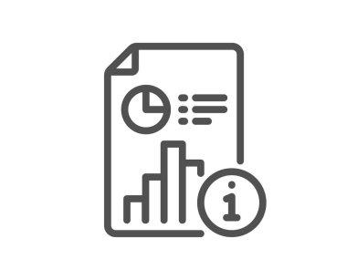 Rapor satırı simgesi. Araştırma belgesi imzası. Veri analiz bilgi sembolü. Kalite tasarım elemanı. Doğrusal biçim rapor simgesi. Düzenlenebilir felç. Vektör