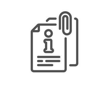 Ekte bilgi satırı simgesi. Bilgi rehberi işareti. Eklenti dosya sembolü. Kalite tasarım elemanı. Doğrusal biçim eklenmiş bilgi simgesi. Düzenlenebilir felç. Vektör