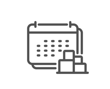 Teslimat çizelgesi simgesi. Lojistik takvim işareti. Kargo hatırlatma sembolü. Kalite tasarım elemanı. Doğrusal dağıtım simgesi. Düzenlenebilir felç. Vektör