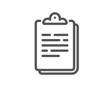 Pano belge satırı simgesi. Anlaşma belgesi. Anket kayıt sembolü. Kalite tasarım elemanı. Doğrusal biçim pano simgesi. Düzenlenebilir felç. Vektör