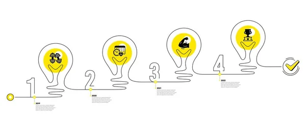 Infográficos Trajetória Lâmpada Ginásio Linha Tempo Infográfico Com Passos Diagrama — Vetor de Stock