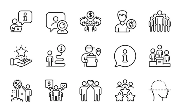 Conjunto Iconos Gente Icono Incluido Como Repartidor Pódium Negocios Carteles — Vector de stock