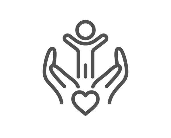 ボランティアケアラインのアイコン ホスピスサービスの看板 健康保険のシンボル 品質設計要素 線形スタイルのボランティアアイコン 編集可能なストローク ベクトル — ストックベクタ