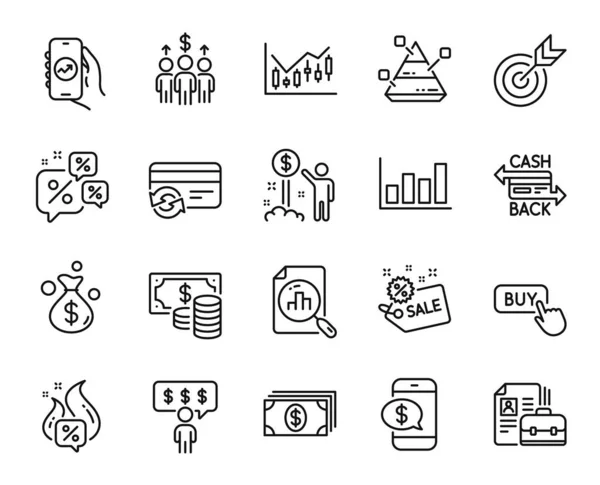 Vektor Set Von Meeting Sale Und Financial App Line Icons — Stockvektor