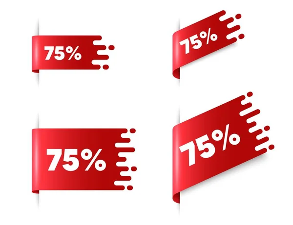 Percent Sale Red Ribbon Tag Banners Set Discount Offer Price — Stock Vector