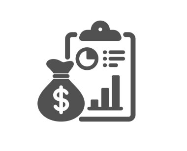 Rapor simgesi. Muhasebe panosu belge imzası. Bütçe bilgisi sembolü. Klasik düz stil. Kalite tasarım elemanı. Basit rapor simgesi. Vektör