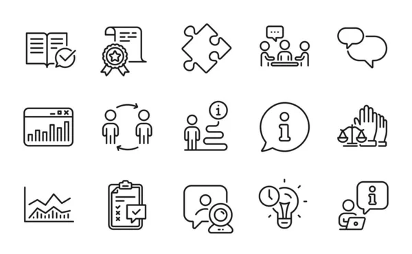 Bildungsikonen Gesetzt Inklusive Icon Wie Workflow Court Jury Videokonferenz Zeichen — Stockvektor