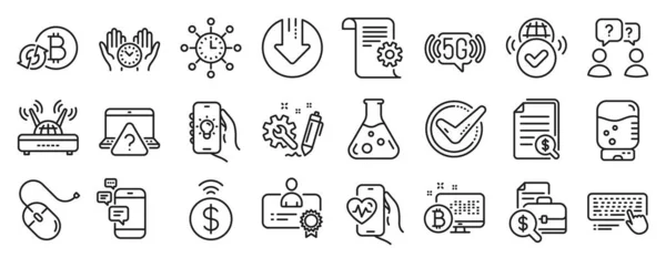 Set Technology Icons Chemistry Lab Refresh Bitcoin Wifi Icons Confirmed — Stock Vector