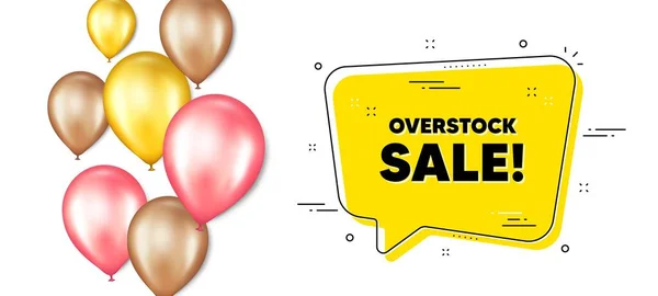 Texte Vente Surstock Ballons Bannière Promotion Avec Bulle Chat Offre — Image vectorielle