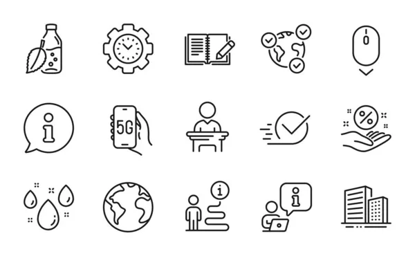 Business Icons Set Included Icon Scroll Feedback Time Management Signs — Stock Vector