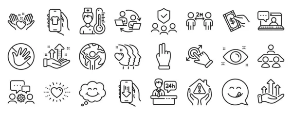 Set People Icons Click Hand Health Eye Interview Job Icons — Stock Vector