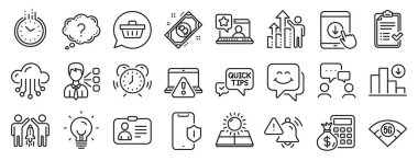 Teknoloji ikonları, Ortaklık, Üçüncü Parti, Gülen Yüz ikonları gibi. Alışveriş arabası, onaylanmış kontrol listesi, zaman tabelaları. Aşağı in, personel sonuçları, 5G kablosuz ağ. Kimlik, Enerji, Bitcoin. Vektör