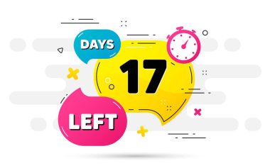 Geriye 17 gün kaldı ikon. Soyut akış şablonunda geri sayım numarası. İmzalamak için 17 gün. Teklif edilen tarih sol baloncuk. Sayılı geri sayım zamanlayıcısı. Vektör