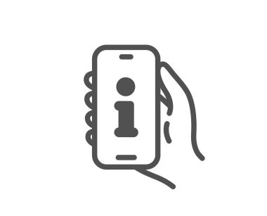 Simgeyi destekle. Telefon bilgilendirme işareti. Akıllı telefon bilgi sembolü. Klasik düz stil. Kalite tasarım elemanı. Basit bir destek simgesi. Vektör