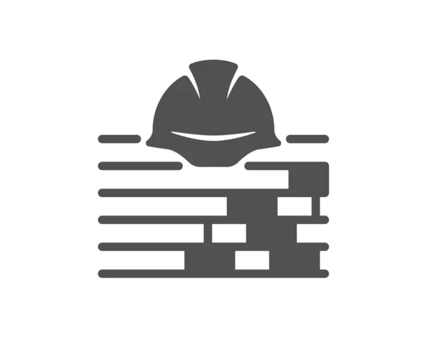 Construir Icono Señal Casco Seguridad Símbolo Ingeniero Construcción Estilo Plano — Vector de stock