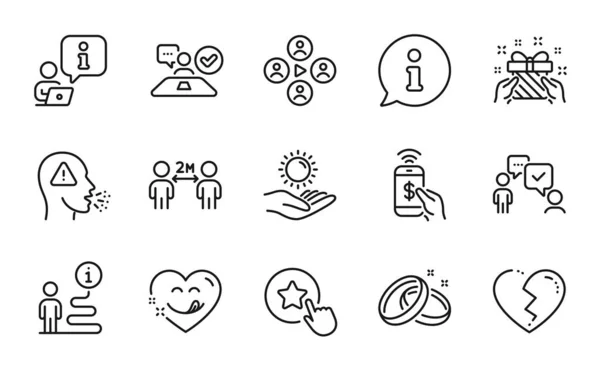 Люди Устанавливают Иконки Включена Икона Обручальные Кольца Вкусная Улыбка Кашель — стоковый вектор