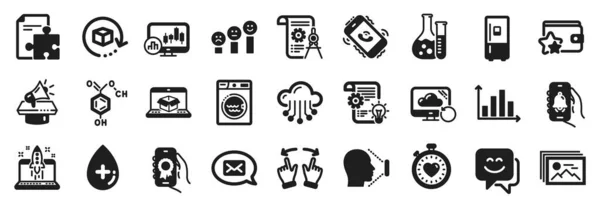 Set Technology Icons Cogwheel Recovery Cloud Divider Document Icons Online — Stock Vector