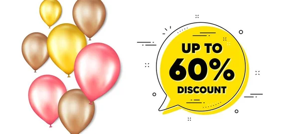 Până Reducere Baloane Banner Promovare Bule Chat Oferta Vânzare Semn — Vector de stoc