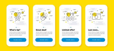 Buharlaşma vektör kümesi, Kazanan kurdele ve Jazz çizgisi simgeleri ayarlandı. Satır simgeli UI telefon uygulaması ekranları. Toparlanma internet simgesi. Küresel ısınma, en iyi ödül, saksafon. Yedek bilgi. Vektör