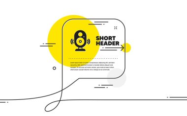 Sözcü simgesi. Devamlı sohbet pankartı. Bilgisayar bileşeni işareti. Ses sembolü. Sohbet mesajında konuşmacı simgesi. Yorum yap ve arka planda konuş. Vektör