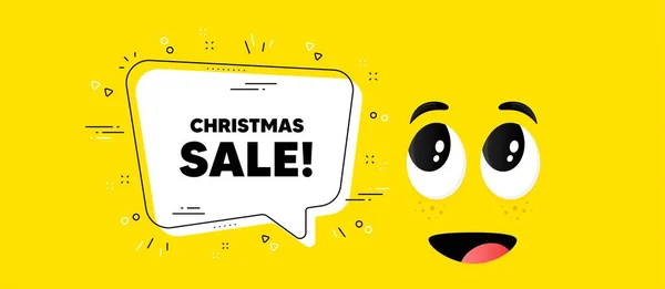 Christmas Sale Text Cartoon Face Chat Bubble Background Special Offer — Stock Vector