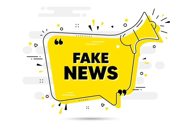 Fake News Text Alarm Megafon Chat Blase Banner Medienzeitungen Unterzeichnen — Stockvektor