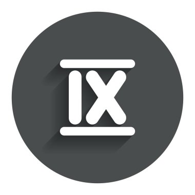 Romen rakamı dokuz simgesi. Roma dokuz numara işareti.