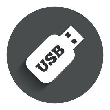 USB stick işareti simgesi. USB birden parlamak götürmek düğme.