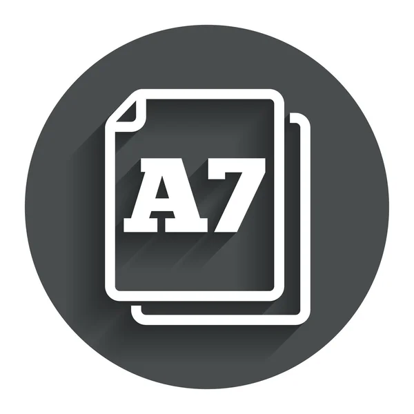 Tamaño de papel A7 icono estándar. Símbolo documento . — Vector de stock