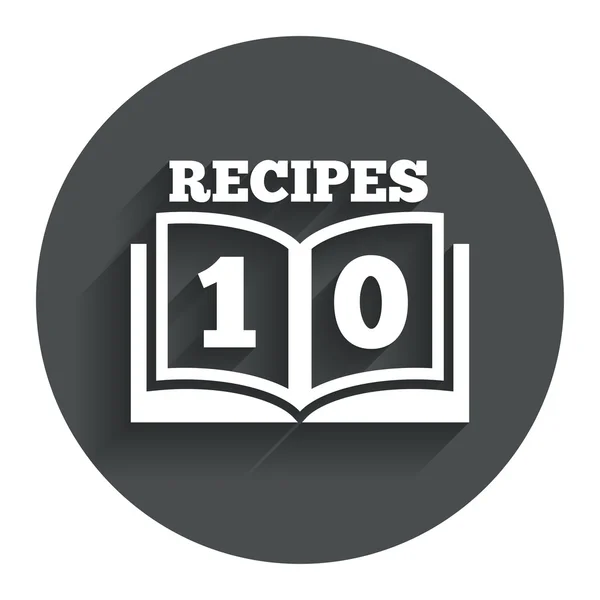 Icono de signo de Cookbook. 10 Recetas libro símbolo . — Archivo Imágenes Vectoriales