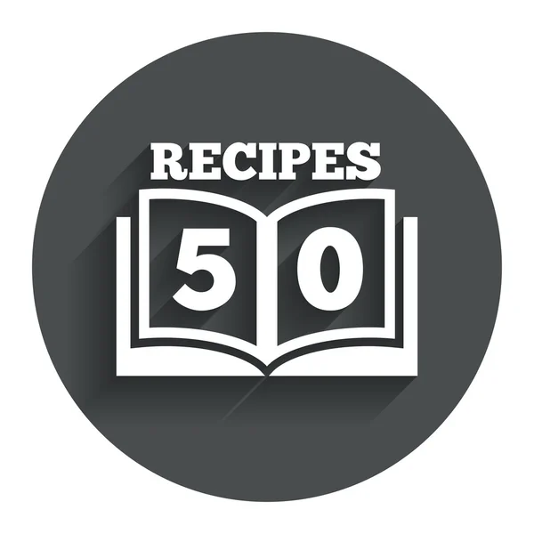 Icono de signo de Cookbook. 50 Recetas libro símbolo . — Vector de stock