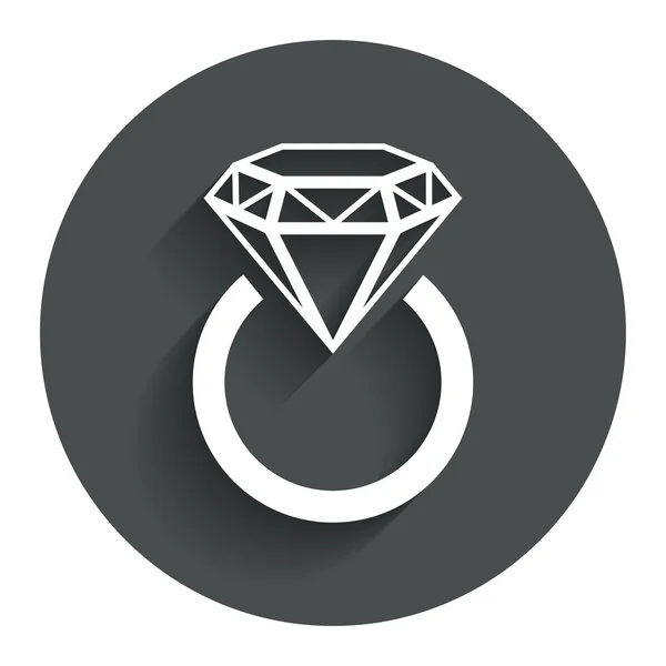 Icône de signe de bijoux. Bague avec symbole diamant . — Image vectorielle