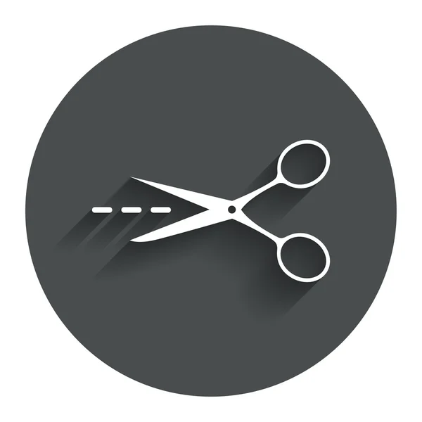 Nůžky s ikonou znamení čáru řezu. symbol míru. — Stockový vektor