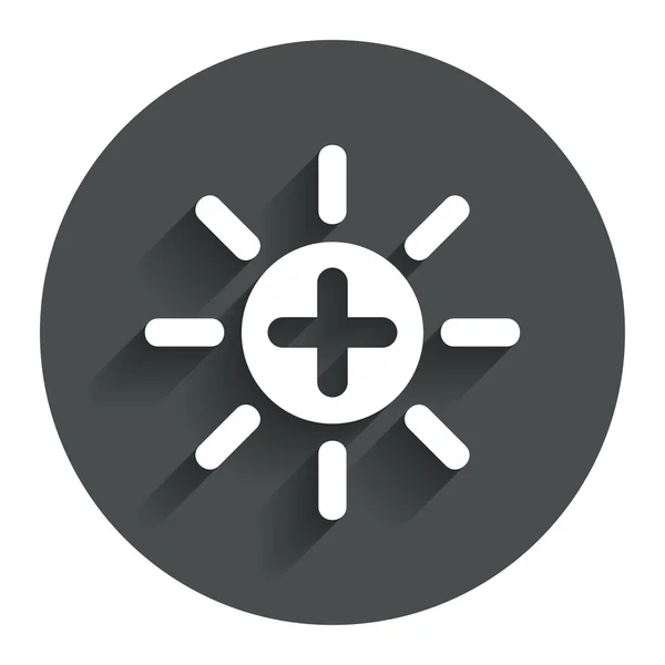 Sun plus sign icon. Heat symbol. Brightness. — Stock Vector