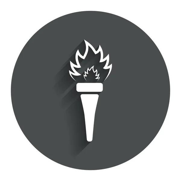 Icône du panneau de flamme torche. Symbole feu . — Image vectorielle