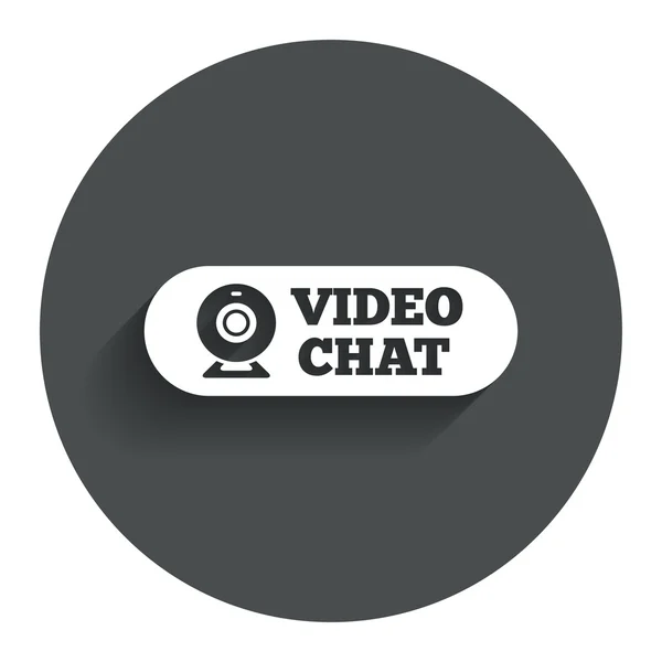 Video beszélgetés aláírás ikonra. webkamera videó beszéljen. — Stock Vector