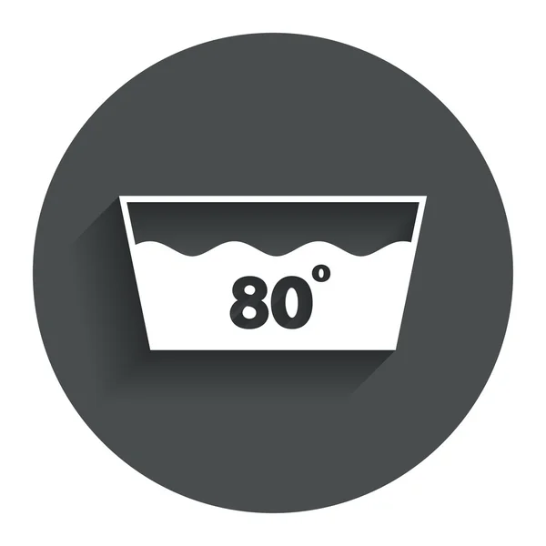 Umyć ikona. prać w pralce w symbolu 80 stopni — Wektor stockowy