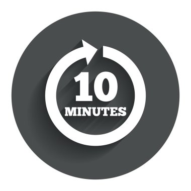 her 10 dakika işareti simgesi. tam dönüş oku.