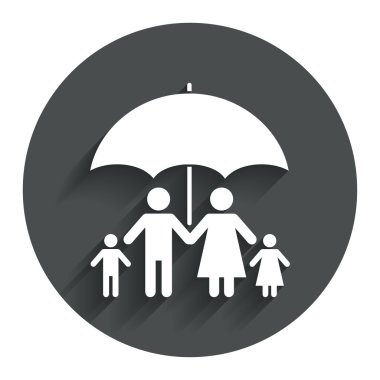 Aile sigortası kutsal kişilerin resmi tamamlamak. şemsiye sembolü.