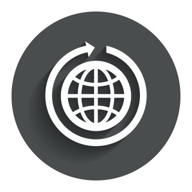 Küre işareti simgesi. yuvarlak dünya ok simgesi.