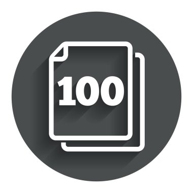 destede 100 adet simge imzala. 100 kağıt simgesi.