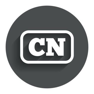 Çince dil işareti simgesi. CN Çin çeviri